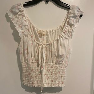 CUTE SUMMERY CROP TOP WITH PINK AND WHITE BUTTERFLY PATTER🤍💕